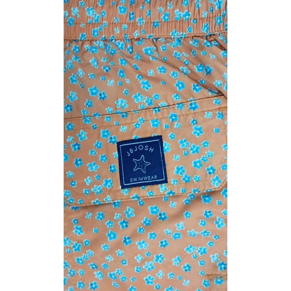 J&Josh Men's Swim Shorts Orange Flowers Luxury Swim Trunks Sz XXL JS26B2307 NWT